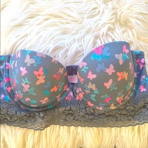 Victoria’s Secret Pink butterfly longline bra, small hole in lace